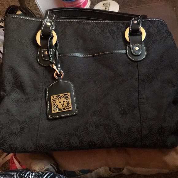 Anne Klein Canvas Monogram Black Tote - Picture 1 of 7
